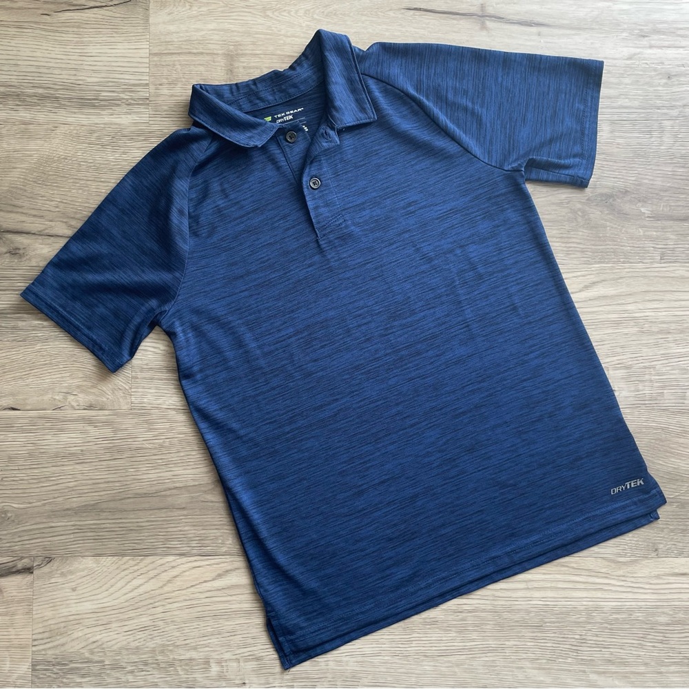 3/$30 | Tek Gear Dry Tek | Navy Heather Performance Polo for Boys | M (10-12) - Picture 4 of 7